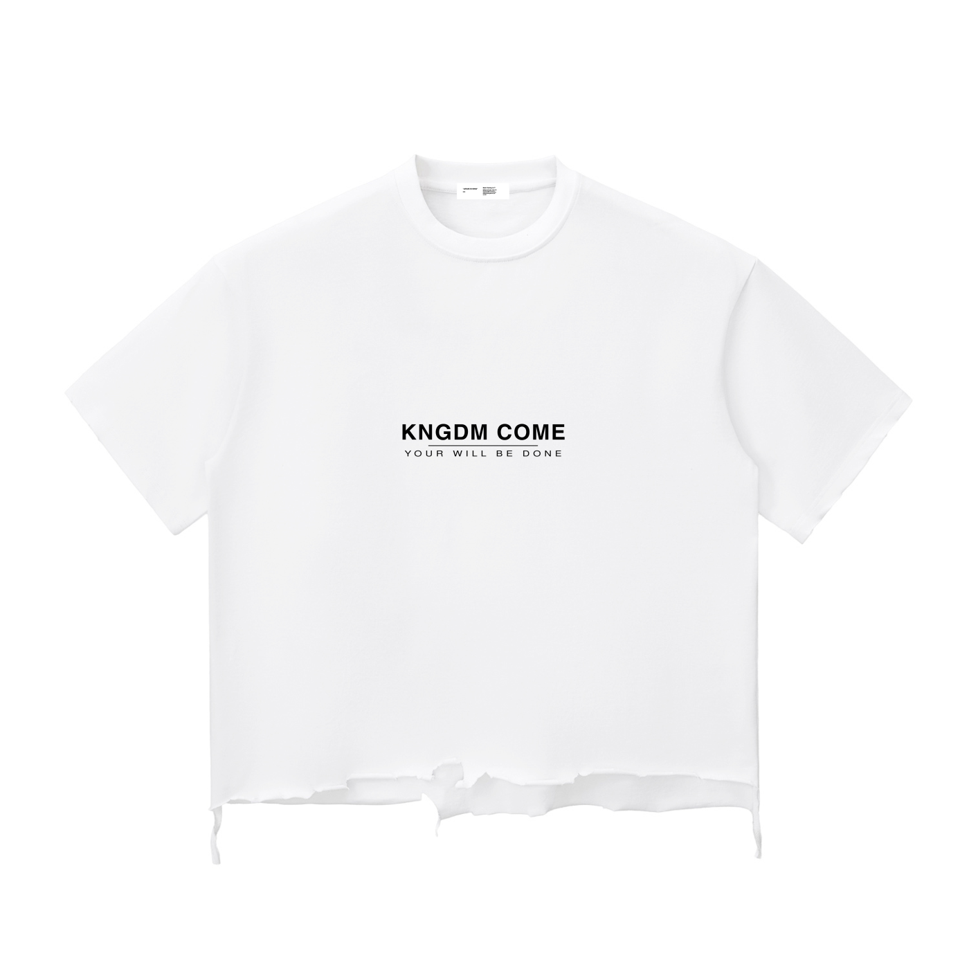 KNGDM COME — Distressed Oversized Tee by Made Clothing Co. — garment detail