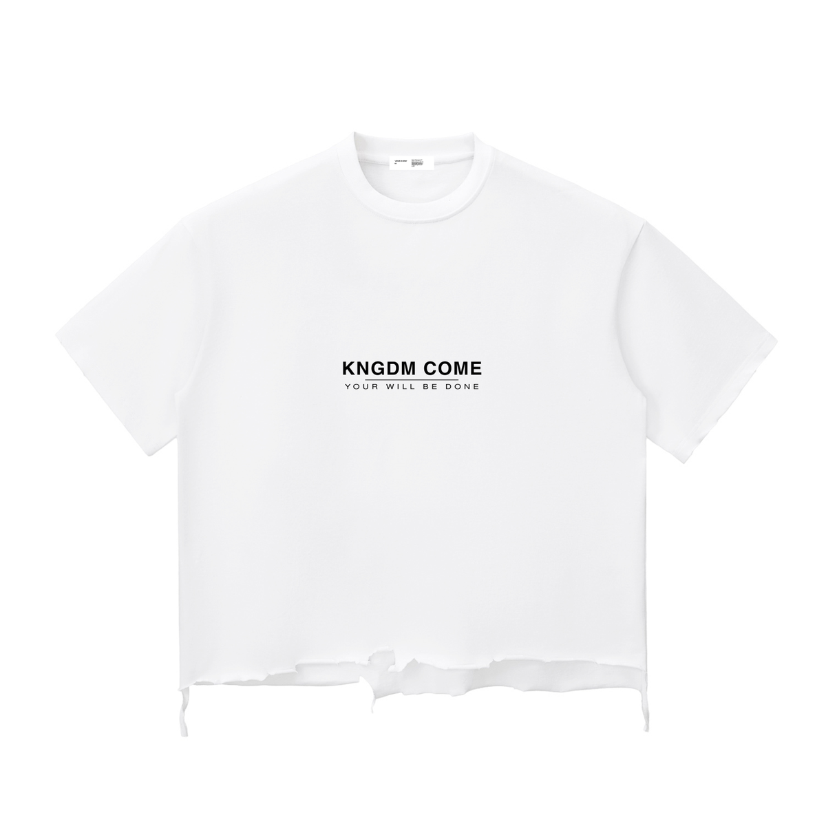 KNGDM COME — Distressed Oversized Tee by Made Clothing Co. — garment detail