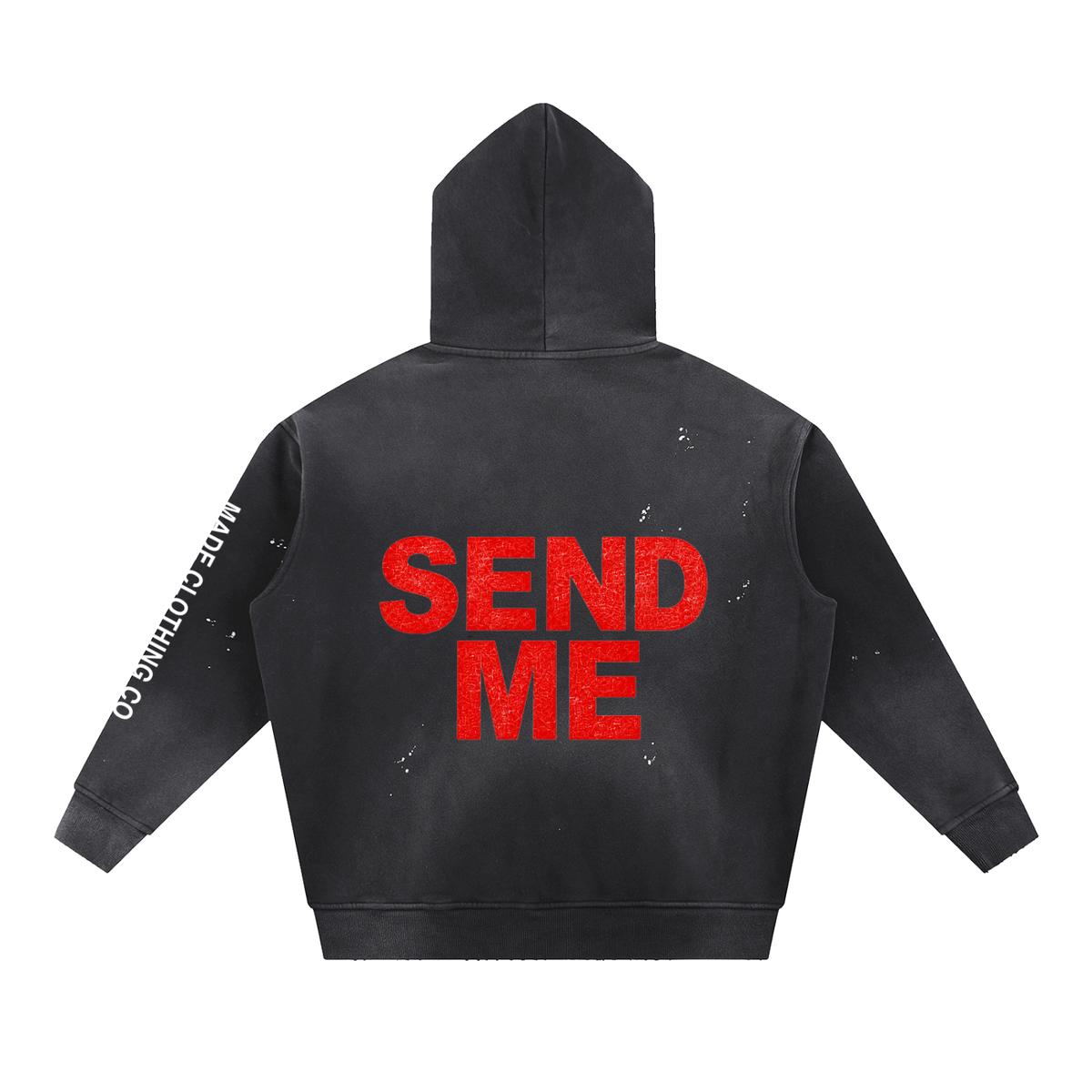 SEND ME — Vintage Washed Hoodie by Made Clothing Co. — garment detail