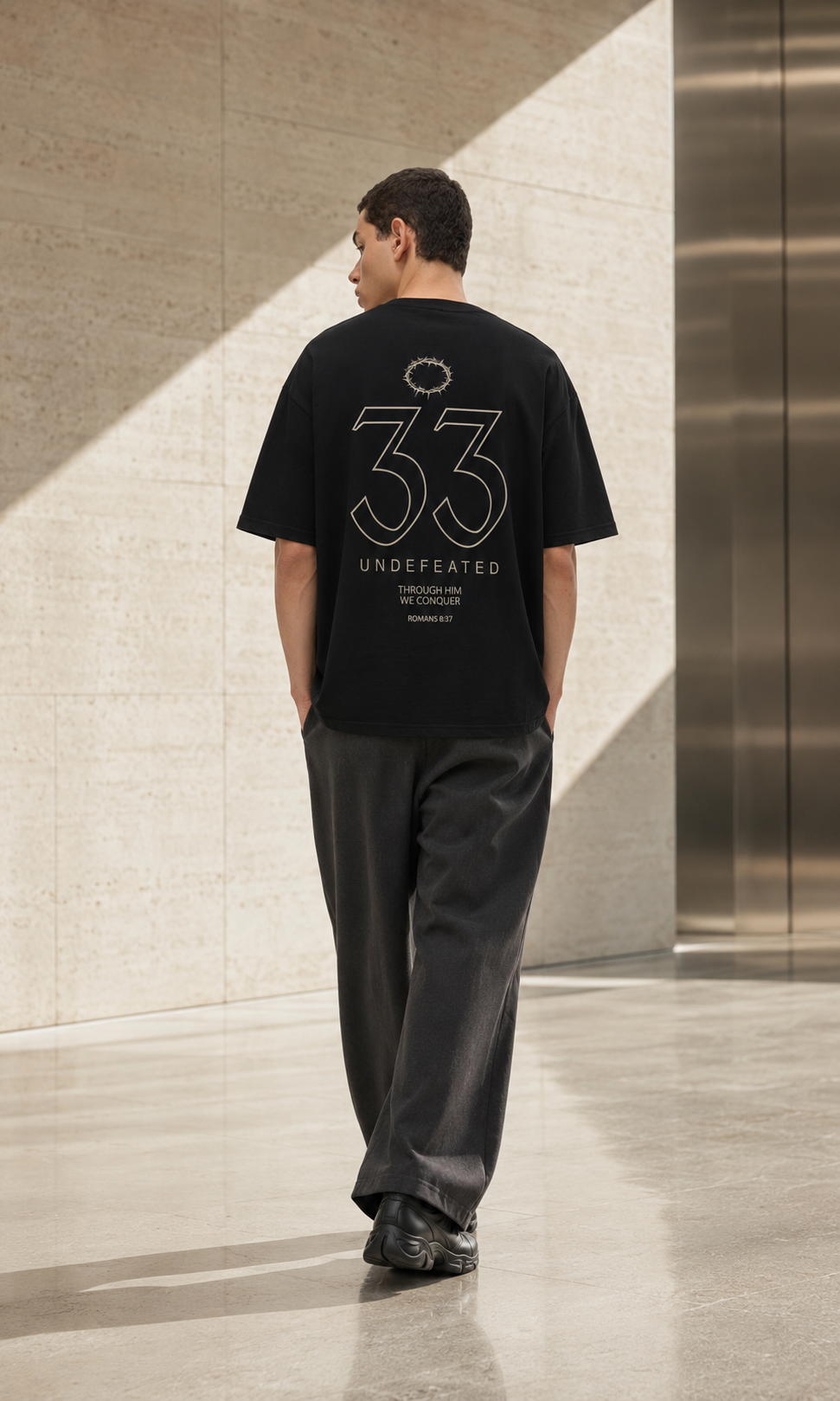JESUS 33 — Relaxed Tee by Made Clothing Co. — back product view