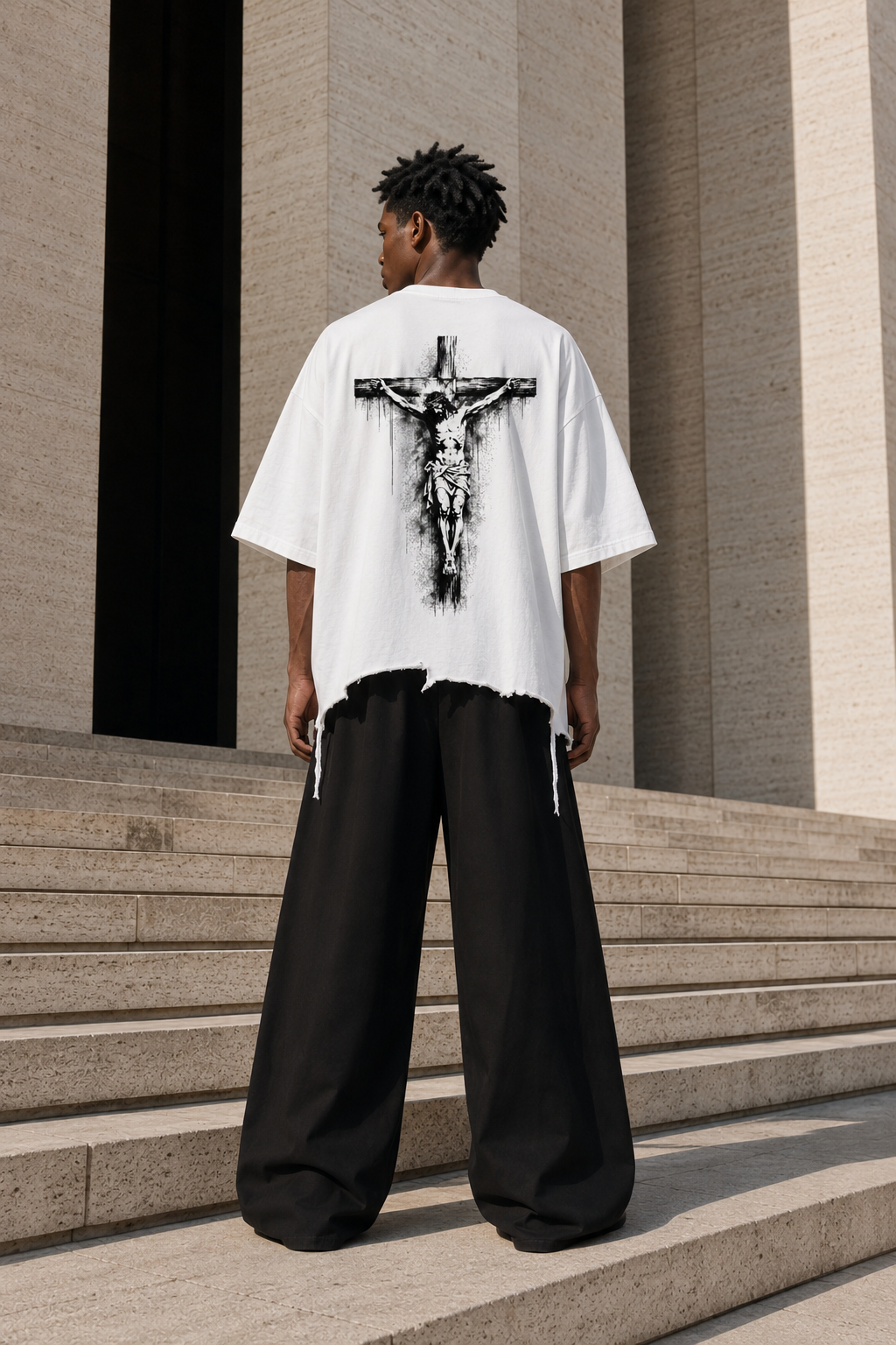 KNGDM COME — Distressed Oversized Tee by Made Clothing Co. — back product view