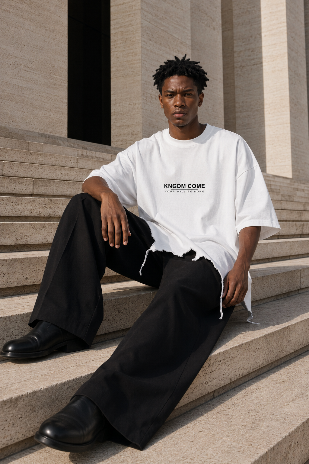 KNGDM COME — Distressed Oversized Tee by Made Clothing Co. — alternate product view